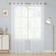 Deconovo Vorhänge Transparent Gardinen mit Ösen, 2er Set,140x175 cm(BreitexHöhe), Weiß - Weiß