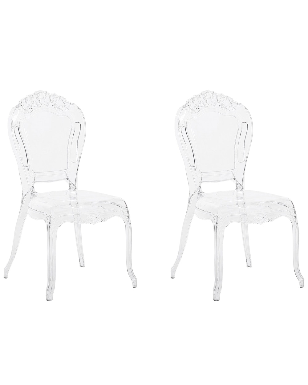 Lot de 2 chaises de salle à manger transparent