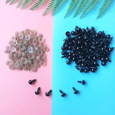 100PCs 6-14mm Black Plastic Amigurumi Eyes Safety Eyes For Teddy Bear Stuffed Toys Snap Animal