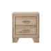2 Drawers Wooden Nightstand with Tapered Legs