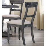 Set of 2 Light Brown Linen Side Chair in Weathered Gray