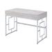 Metal Frame Vanity Desk with USB Ports in Natural and Chrome