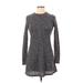 Topshop Casual Dress - Sweater Dress: Gray Tweed Dresses - Women's Size 2