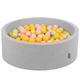 KiddyMoon 90X30cm/300 Balls ∅ 7Cm / 2.75In Baby Foam Ball Pit Made In EU, Light Grey:Light Green/Yellow/Powder Pink