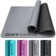 Core Balance Rubber Yoga Exercise Mat Non Slip Extra Wide Heavy Duty with Roll Strap (Grey)
