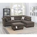 Brown Sectional - Winston Porter Burkhardt 107" Wide Reversible Sofa & Chaise w/ Ottoman Velvet, Wood | 37 H x 107 W x 76 D in | Wayfair