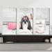 Rosdorf Park "Fashionista Shih Tzu (Horizontal)" By Jodi 3 Piece Graphic Art Print Set On Canvas in Gray/Pink | 20 H x 30 W x 1 D in | Wayfair