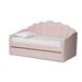 Timila Modern Velvet Upholstered Daybed with Trundle-Light Pink