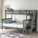 Elegant and Concise Stairway Twin-Over-Full Bunk Bed with Storage and Guard Rail for Bedroom, Dorm, fo Adults, Gray color