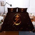 EU-VV Superhero Flash Cotton Bedding Set Bed Skirt+2 Pillowcases+Duvet Cover (Double(200x200cm),Hero 01)