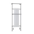AQUAWORLD Traditional Victorian Style Bathroom Heated Towel with 6 Section Radiators, Floor Mounted Radiator Rack With White & Chrome 1500x575mm (free radiator valves)