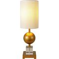 Everly Quinn Ferrigno Table Lamp Linen/Metal in Green/Yellow | 21.34 H x 6 W x 6 D in | Wayfair FA13C22275E641E08B4D2788E671F0F4