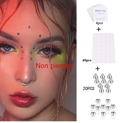 New Arrival Fake Lip Ring Stud Fake Nose Ring Eyebow Ring Dimple Sticker Face Piercing Body Jewelry