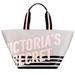 Victoria's Secret Bags | Nwt! Victoria's Secret Logo Zipper Tote. Gray, Black, & Pink. Canvas Tote | Color: Black/Gray | Size: Os