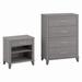 Bush Furniture Somerset Chest of Drawers and Nightstand Set in Platinum Gray - Bush Furniture SET034PG