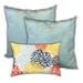 Blooming Dahlia Indoor/Outdoor, Zippered Pillow Cover with Insert, Set of 2 Large & 1 Lumbar, Seafoam, Orange, Yellow