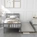 Twin Bed with Trundle, Platform Bed Frame with Headboard and Footboard