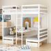 Functional Loft Bed Turn Into Upper Bed and Down Desk，Cushion Sets are Free,Sturdy wood Construction,Twin Size