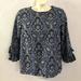 J. Crew Tops | J Crew Petite Blue Floral Print Ruffle 3/4 Sleeve Crew Neck Blouse Top G7564 2p | Color: Blue/White | Size: 2p