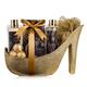 accentra Luxury Bath Set Gift Set in Beautiful Gold Glitter Pumps, 9 Piece Luxury Beauty Set Shower Set - For A Relaxed Spa Experience