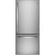 GE Appliances Energy Star 30" Bottom Freezer 21.0 cu. ft. Refrigerator, Stainless Steel in Black/Gray/White | 69.88 H x 29.75 W x 36.63 D in | Wayfair