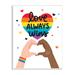 Stupell Industries Love Always Wins Rainbow Heart Hand Gesture Wall Plaque Art By Angela Nickeas Wood in Brown | 15 H x 10 W in | Wayfair