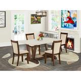 Red Barrel Studio® Dining Set - 1 Modern Dining Table & Light Beige Linen Fabric Dining Chairs w/ Stylish Back Wood/Upholstered in White | Wayfair
