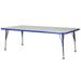 Factory Direct Partners Rectangle T-Mold Adjustable Height Activity Table w/ Standard Swivel Glide Legs Laminate/Metal in Gray/Blue | Wayfair