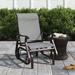 Lark Manor™ Outdoor Gliding Metal Chair in Gray/Brown | 38.25 H x 25.75 W x 30.5 D in | Wayfair 94EB2481C6674EC2BC552B9FBC13DCEC