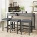 Red Barrel Studio® 4-Piece Counter Height Table Set w/ Socket & Fabric Padded Stools, Gray Wood in Brown/Gray | 36 H x 20.1 W x 58 D in | Wayfair