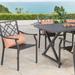 Lark Manor™ Alphild Outdoor Patio Dining Arm Chairs Steel Slat Seat Stacking Chairs Set Of 4 in Black | 35 H x 20.5 W x 20.5 D in | Wayfair