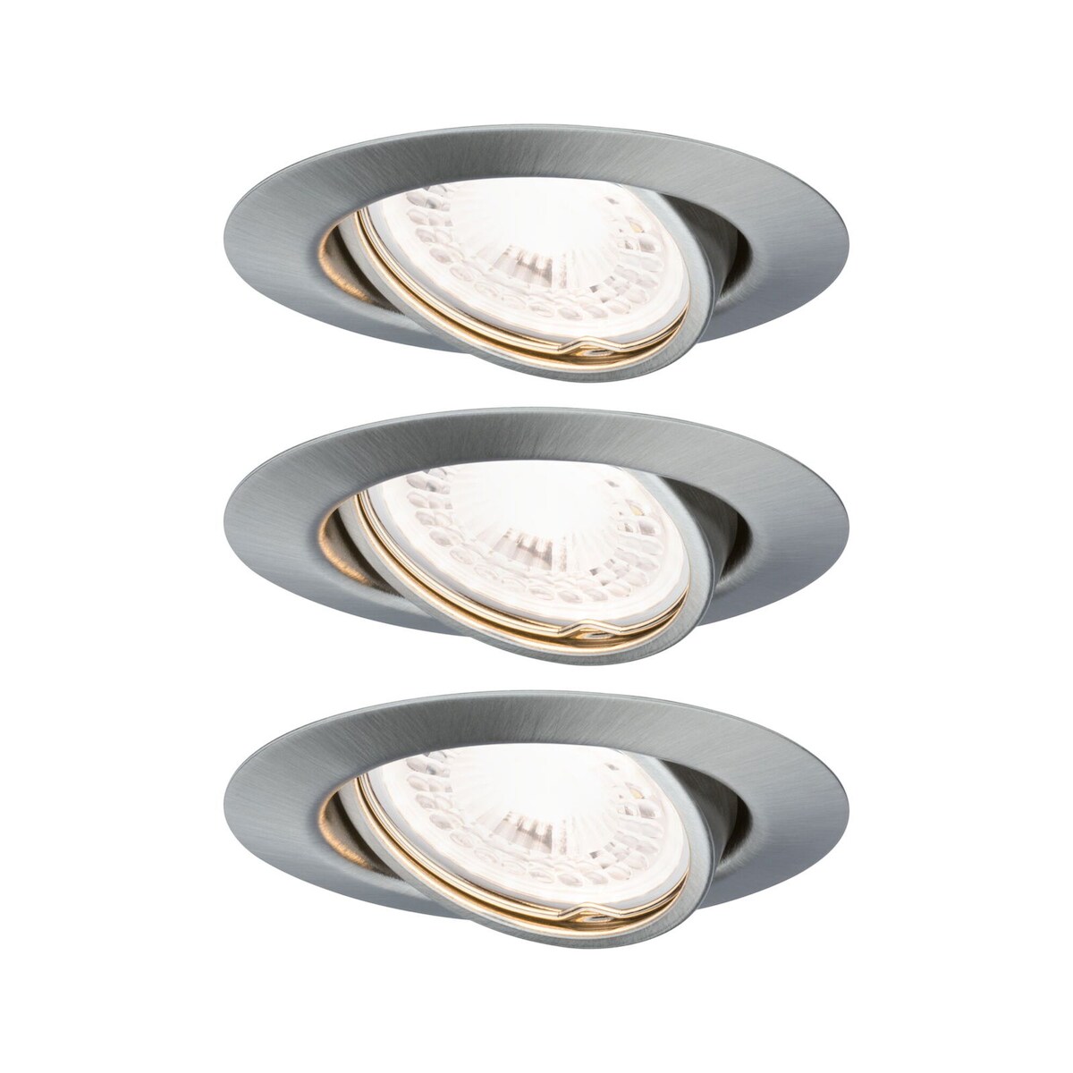 Paulmann LED Einbauleuchte 3-Step-Dim Base Basisset schwenkbarrund 90mm 20° GU10 3x5W 3x350lm 230V dimmbar 3000K Eisen gebürstet 93424 Image
