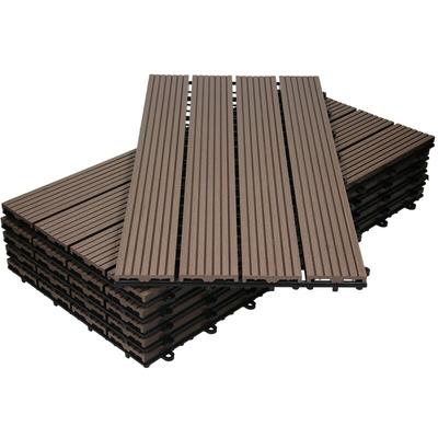 Ecd Germany - wpc Terrassenfliesen 60x30 cm 6er Spar Set für 1m² Dunkelbraun in Holzoptik für Image