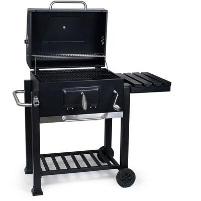 Bbq Holzkohle Grillwagen mit Deckel, Ablage und Feuerklappe, Höhenregulierung für Kohle, Thermometer Image
