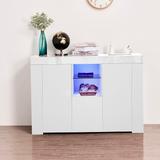 Kitchen Sideboard Cupboard with LED Light, TV Stand Display Cabinet