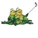 Q-Max 9.25"W Lovely Frog Family Taking Picture with Selfie Stick Statue Funny Animal Decoration Figurine