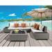 Global Pronex Patio Sectional Cocktail Table in Beige Fabric Gray Wicker