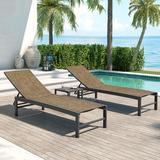 Outdoor Aluminum Mesh Chaise Lounge Chairs and Side Table, Sun Lounger with Adjustable Backrest