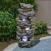 4-Tier 40" Stacked Simulated Rock Water Fountain with LED Lights