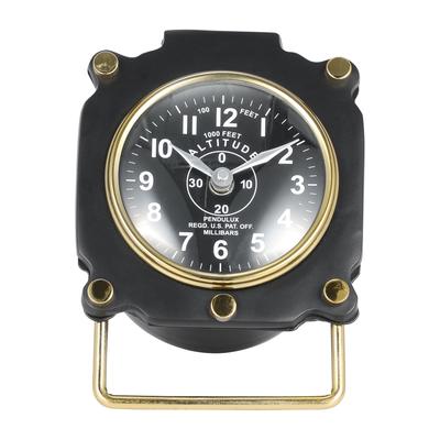 Sagebrook Home 5" Black Iron Altimeter Table Clock - A Timeless Accent for Home or Office - 5" x 4" x 6"