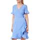 ONLY Damen Blusen Wickelkleid | Lockeres Midi Kurzarm Tunika Dress | Knielang mit Bindegürtel ONLOLIVIA, Farben:Blau-2, Größe:42