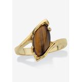 Women's Yellow Gold-Plated Genuine Brown Tiger'S Eye Bypass Ring by PalmBeach Jewelry in Brown (Size 9)