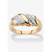 Women's Yellow Gold-Plated Genuine Diamond Accent Banded S Link Ring by PalmBeach Jewelry in Diamond (Size 7)