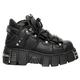 New Rock M-106-VS1 Unisex Metallic Black Vegan Leather Gothic Punk Rock Boots - Black 43