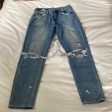 American Eagle Outfitters Jeans | American Eagle Size 2 Denim High Rise Mom Jean Tapered Leg | Color: Red | Size: 2