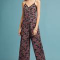 Anthropologie Pants & Jumpsuits | Anthropologie Jumpsuit Size 4 Floral Lace Trim Wide Leg Nwt | Color: Black/Pink | Size: 4