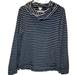 J. Crew Sweaters | J. Crew Cowl Neck Blue & Gray Striped Top Size M Kangaroo Pocket 100% Cotton | Color: Blue/Gray | Size: M