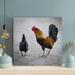 Gracie Oaks Black & Yellow Rooster On Gray Floor - 1 Piece Square Graphic Art Print On Wrapped Canvas in Brown/Gray/Orange | Wayfair