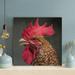 Gracie Oaks Brown & Red Rooster Head - 1 Piece Square Graphic Art Print On Wrapped Canvas in Black/Brown/Red | 12 H x 12 W x 2 D in | Wayfair