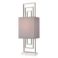 Everly Quinn Marstrand 30" High 1-Light Table Lamp - Satin Nickel Metal/Fabric in Gray | 30 H x 10 W x 8 D in | Wayfair